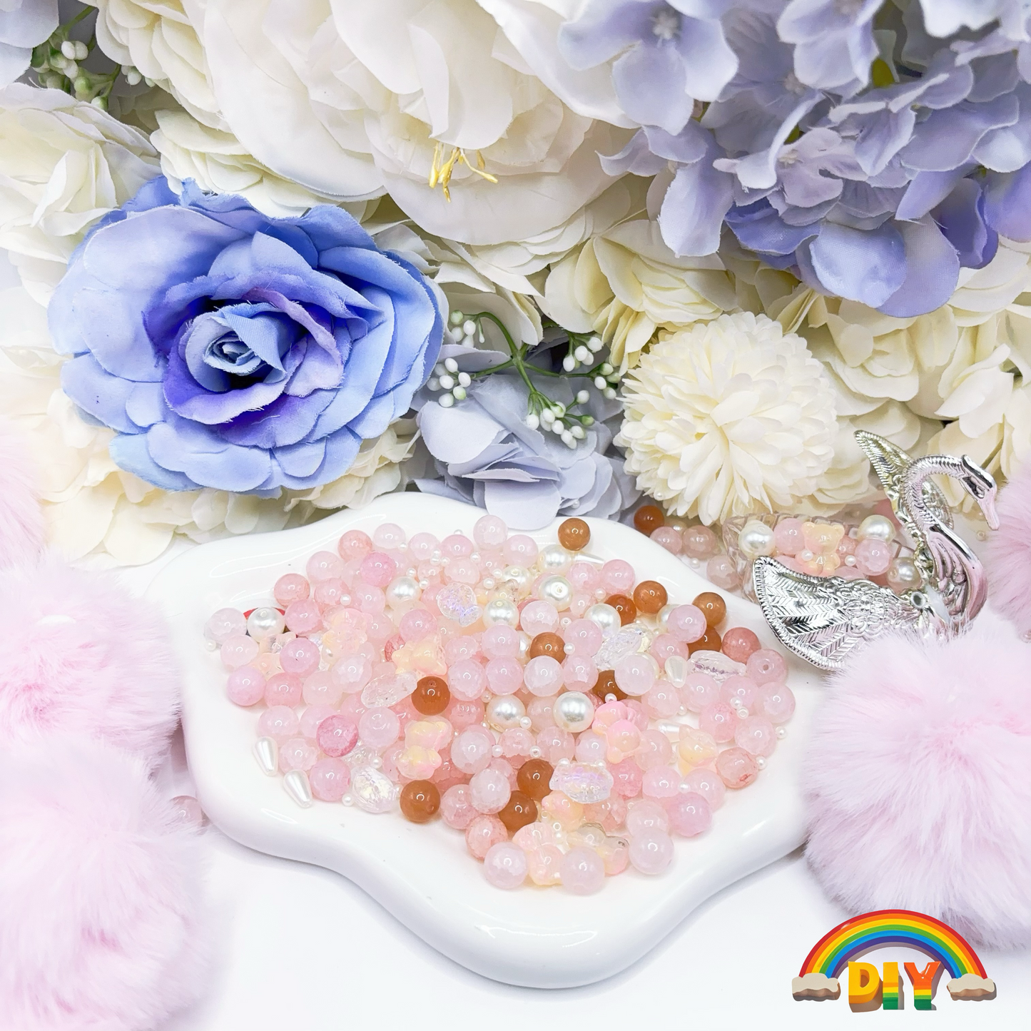 NEW⟬🌈A808⟭ピンク照れ熊-高品質 ガラス8mm×10mm(❁´◡`❁)2.11