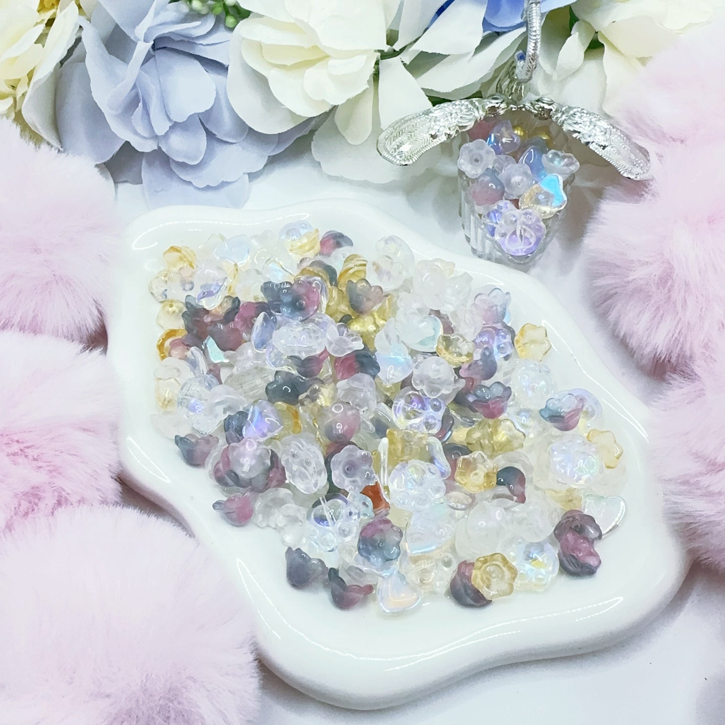 NEW⟬🌈A974⟭猫達花見に行く-高品質 ガラス10mm×8mm(❁´◡`❁)3.11